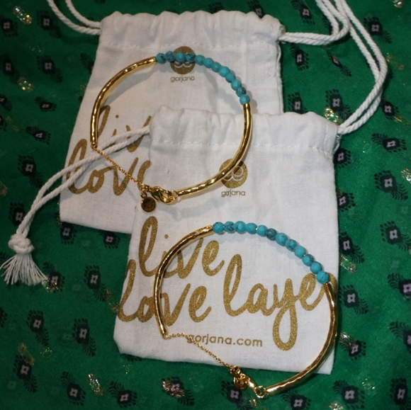 GORJANA Gold and Turquoise Bracelets NWOT - Picture 2 of 3